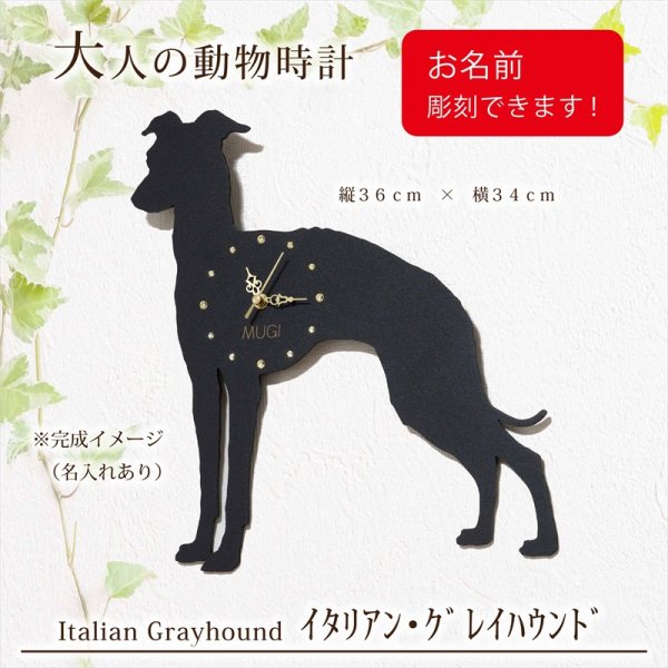 画像1: 犬の時計 イタリアン・グレイハウンド／０２ 《名入れ彫刻可》 (1)